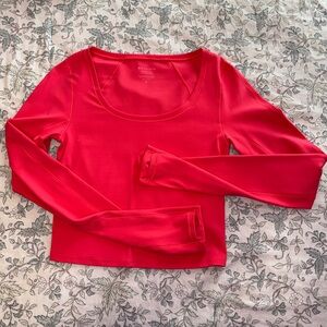 Athleta watermelon pink cropped activewear long sleeve